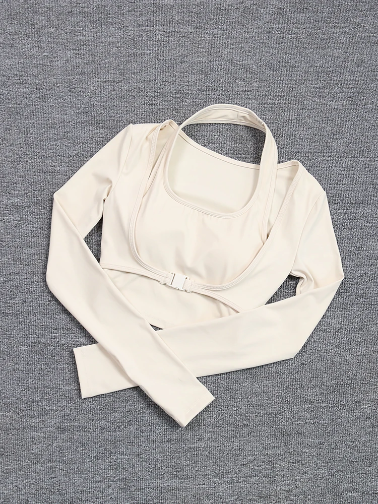 

Women's Yoga Sports Top Long Sve Fitn Clothing with Chest Pad Qui Dry Breathable Ultra Elastic Running Spring Autumn