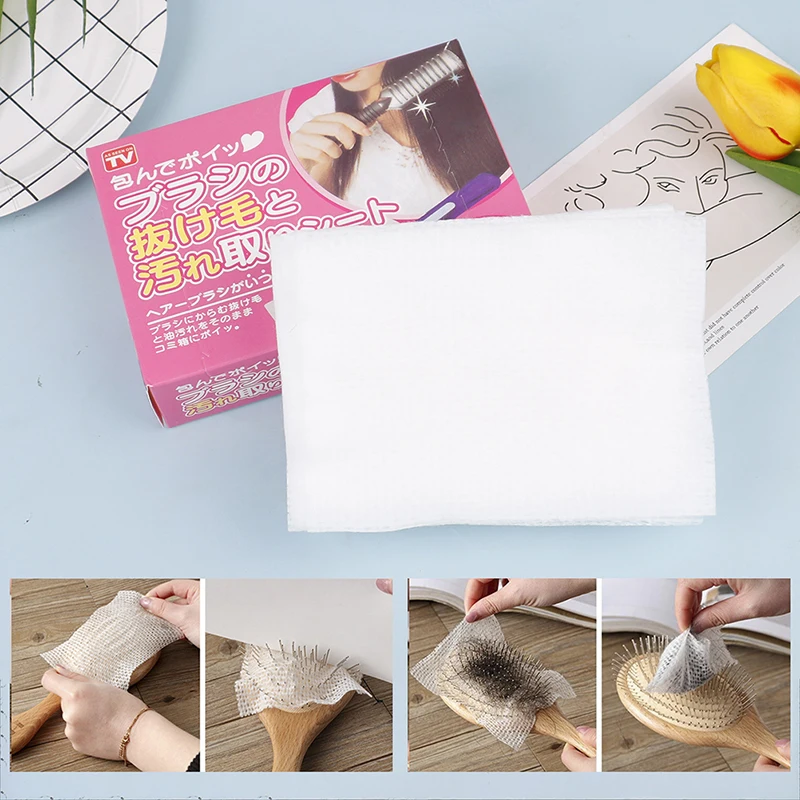 50Pcs Cleaning Net For Hair Brush Comb Airbag Pet Comb Portable Comb Paper Brush Cleaning Sheet Pad Comb Protection Net
