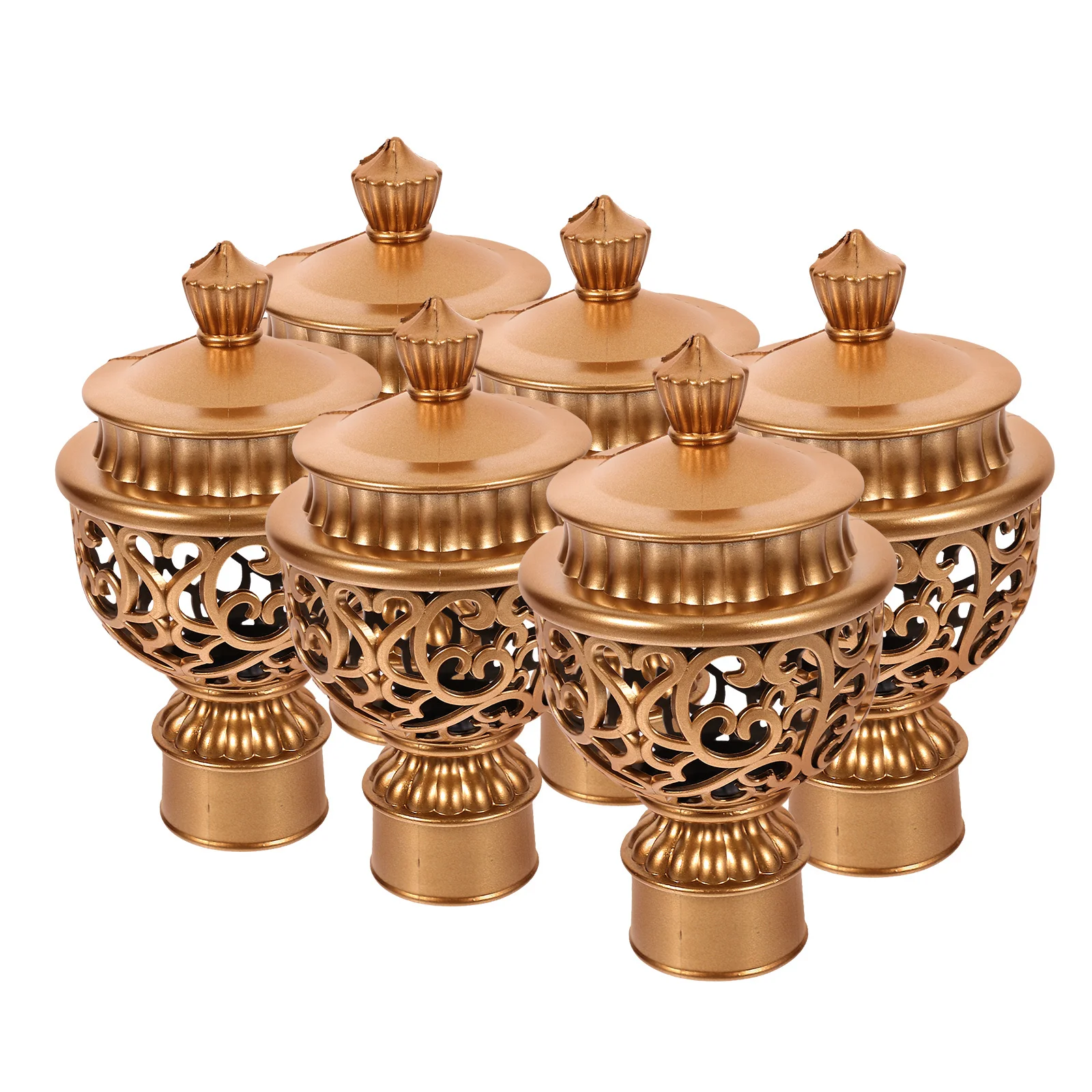 

6pcs Curtain Rod End Cap Flower Pattern Roman Finial Drapery Pole Head For Living Room Window Hardware Decorative Curtain Rod