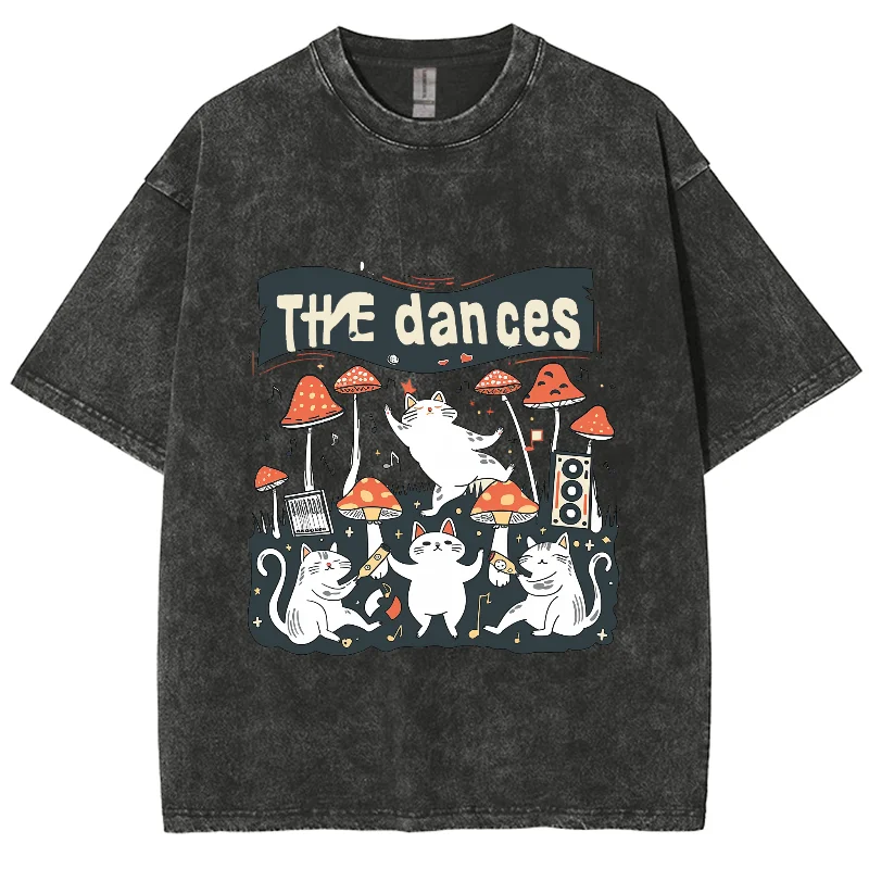 

Женская футболка с принтом в виде милого кота и грибов, повседневная простая стильная модная дизайнерская футболка с коротким рукавом, лето 2024