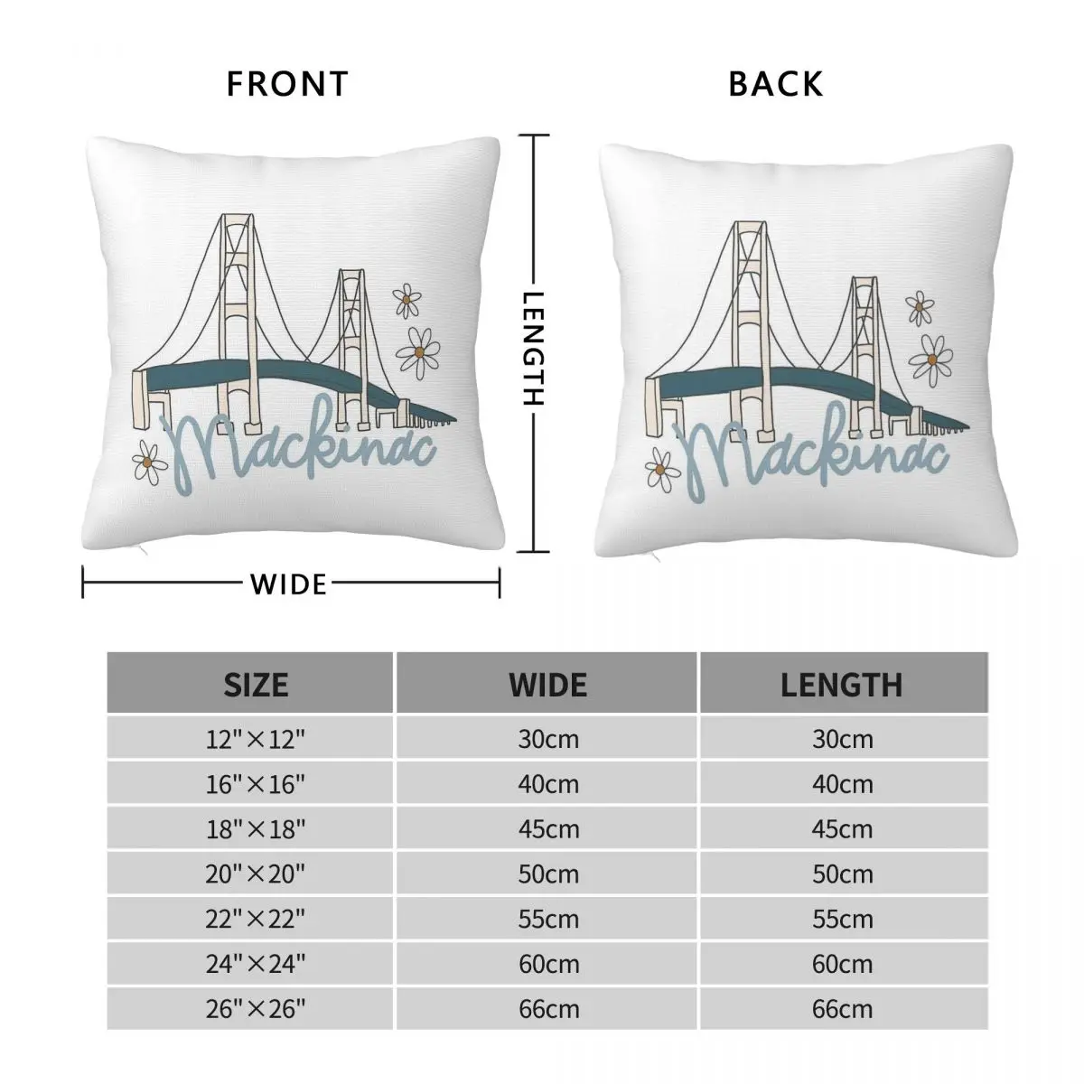Mackinac Bridge Pillowcase Polyester Linen Velvet Printed Zip Decorative Room Cushion Cover Wholesale 45x45