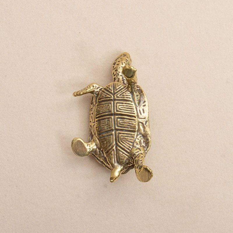 Pełna miedź antyczne miniatury zwierząt figurki rzemiosło biura na biurko dekoracje Retro mosiężne żółwiem morskim ozdoby do wystroju domu