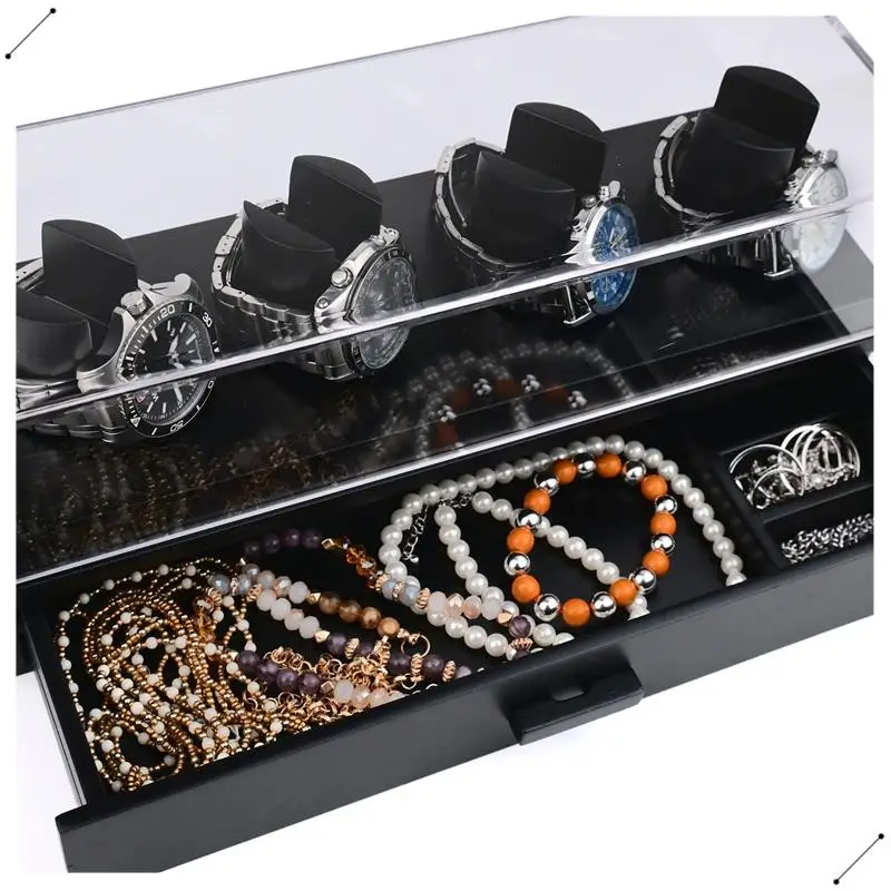 Luxury 4-Position Walnut Watch And Knife Display Box Jewelry Ring Bracelet Organizer Case Sunglasses Storage Holder