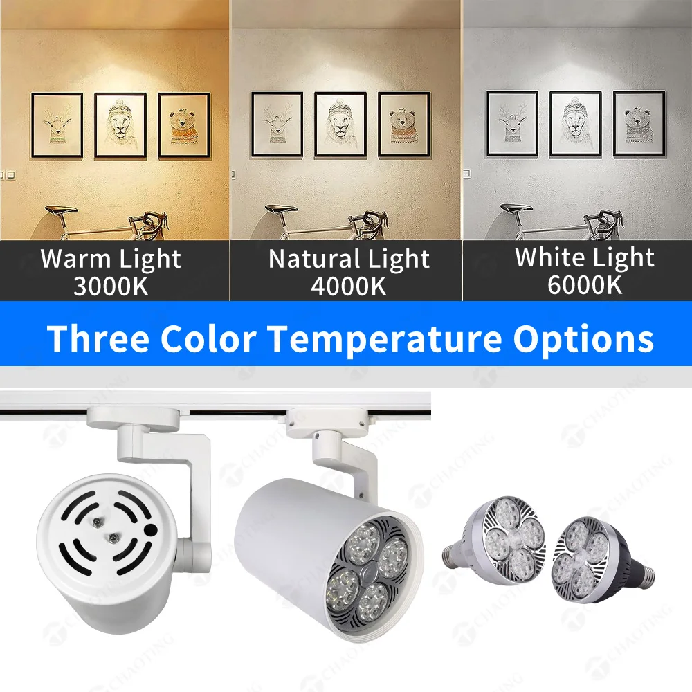 Home Shop Lighting Hot Sale TrackLight PAR30 Spotlights E27 Lamp Head Commerce Track Spot Light LED Track Light Fixture Housing