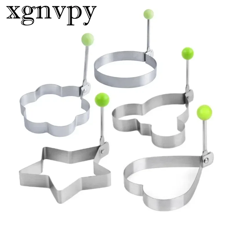 xgnvpy 4Pcs Set Stainless Steel Egg Molds for Fried Poached Omelette Pancakes Perfect Shape Control Cooking Tool for Breakfast