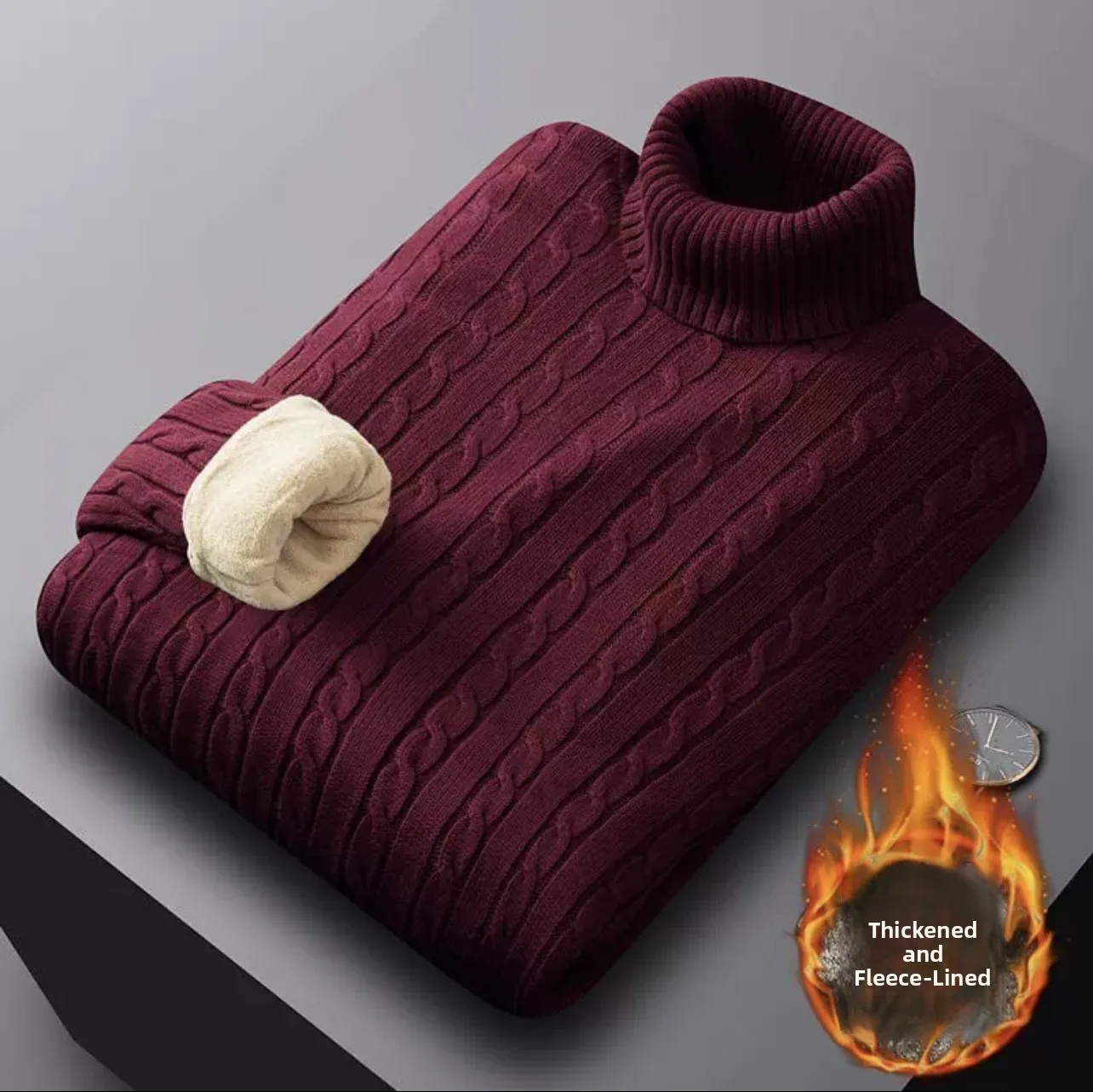 

Men's Fce Lined Thiened High Collar Sweater Soft Cozy Knitted irt Winter Faionable New Sle Autumn Winter Warm Clot...