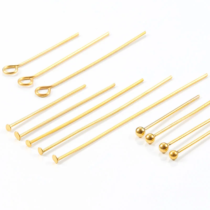 

100pcs Stainless Steel T Flat Head Pins 18K PVD Gold-Plated for DIY Jewelry Making Earring Necklace Accessories Wholesale Pack