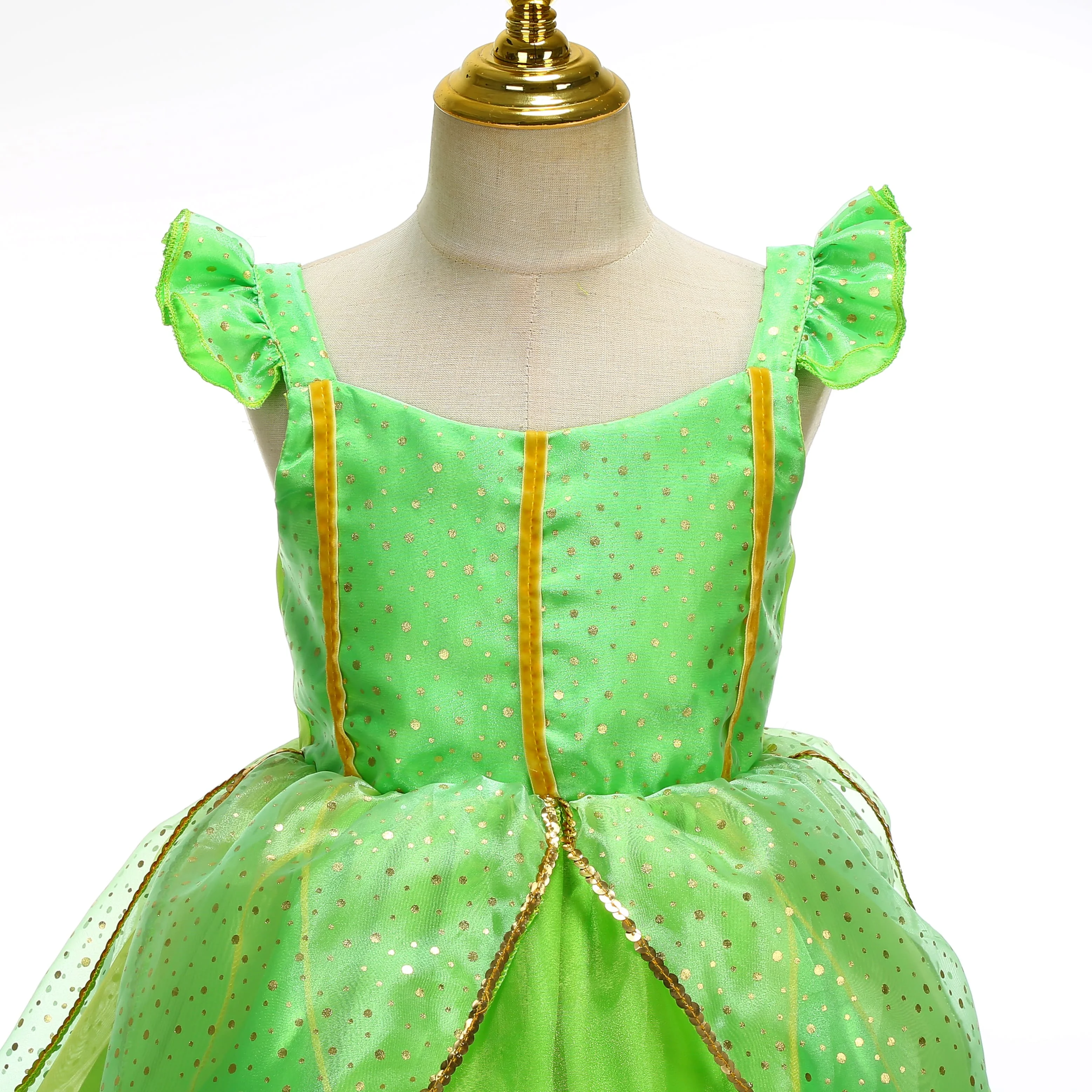 Kinder-Waldelfen-Cosplay-Kleid, glitzernder Blattrock mit Blumenornament für Feiertagsaufführungen, Themenparty, Verkleidung – Detail 6