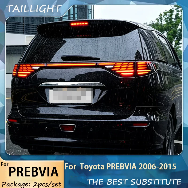 For Toyota Previa Estima 2006-2015 LED Through Tail Light Assembly, Modified Streamer Turn Signal, Running Light & Brake Light