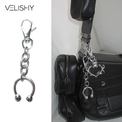 Gothic Punk Horseshoe Clip Cosplay Keychain Unisex Keyring Stainless Steel Pendant Jewelry Hip-pop Key Chain Bag Accessory Props