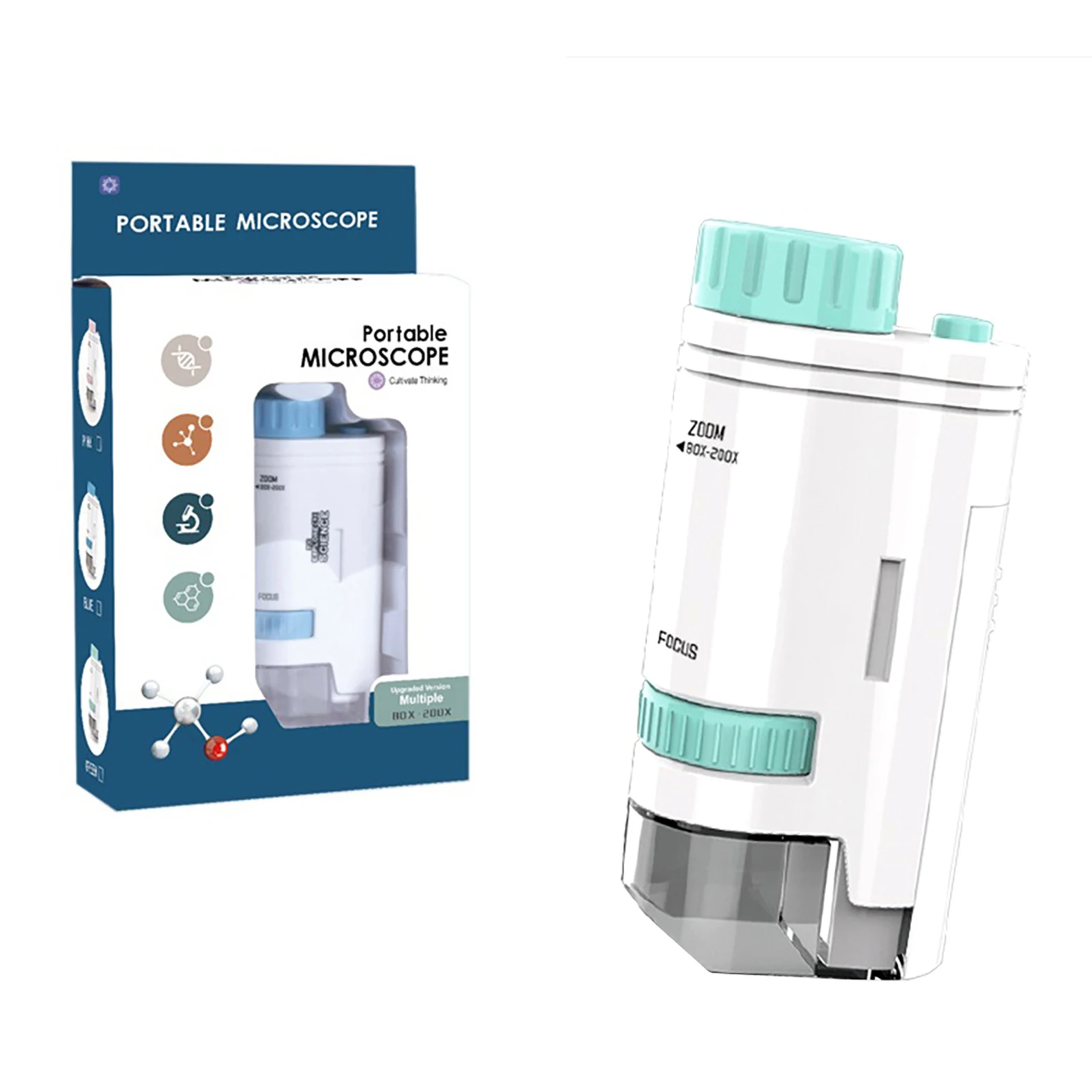 

Оптический микроскоп, детский портативный карманный микроскоп с 200-кратным увеличением, светодиодной подсветкой и HD-оптической линзой