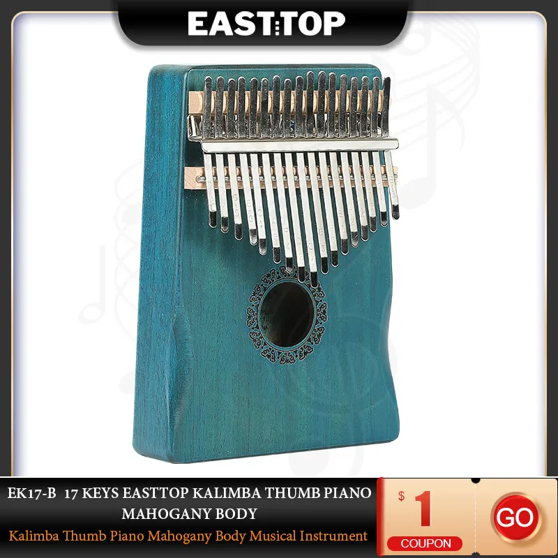 EASTTOP EK17-B 17 Keys Kalimba Thumb Piano Mahogany Body Musical Instrument Best Quality And Price