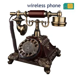 Wireless phone GSM SIM Card cordless revolve Europe cell vintage rotary Telephone home office house hotel mobile mobile white