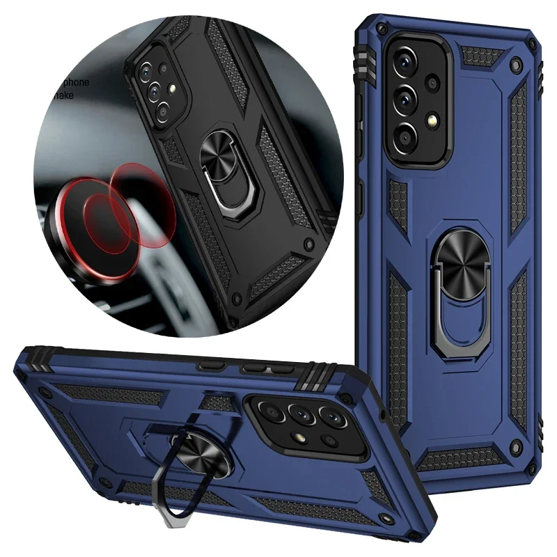 Armor Soft Phone Case for Samsung Galaxy A73 A72 A57 A56 A55 A52S A50S A54 A53 5G Anti-Fall Magnetic Finger Ring Holder Cover