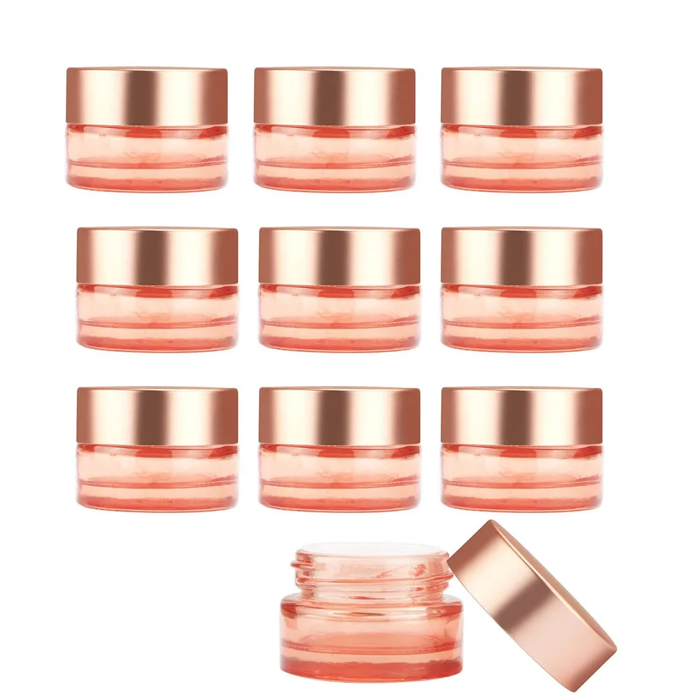 

10pcs 5G 10G Cosmetic Glass Jars With Rose Gold Lids Empty Translucent Cream Containers Travel Sample Jars For Lotion