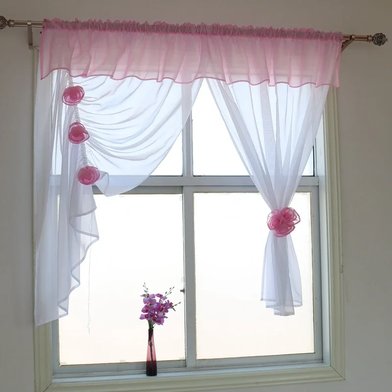 

Stereoscopic Flowers Style Livingroom Voile Window Drapes Sheer Kitchen bedroom Window Curtain