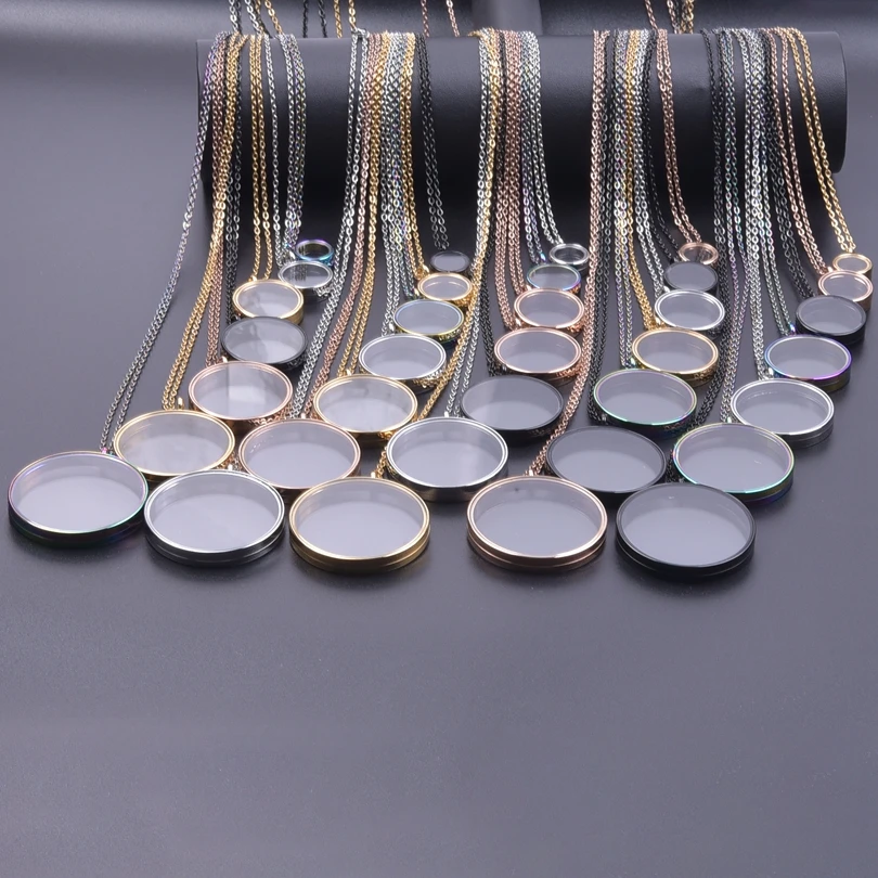 

1PC Minimalism Round Pendant Necklace Photo Relicario Locket Necklaces For Women Men Making DIY Anniversary Jewelry Choker Gifts