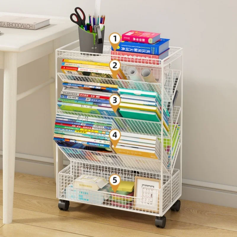 Rak Penyimpanan Makanan Ringan Troli Seluler Berlapis-lapis Rak Penyimpanan Beroda Rak Penyimpanan Rak Buku Sederhana Berdiri Di Lantai Barang Baru