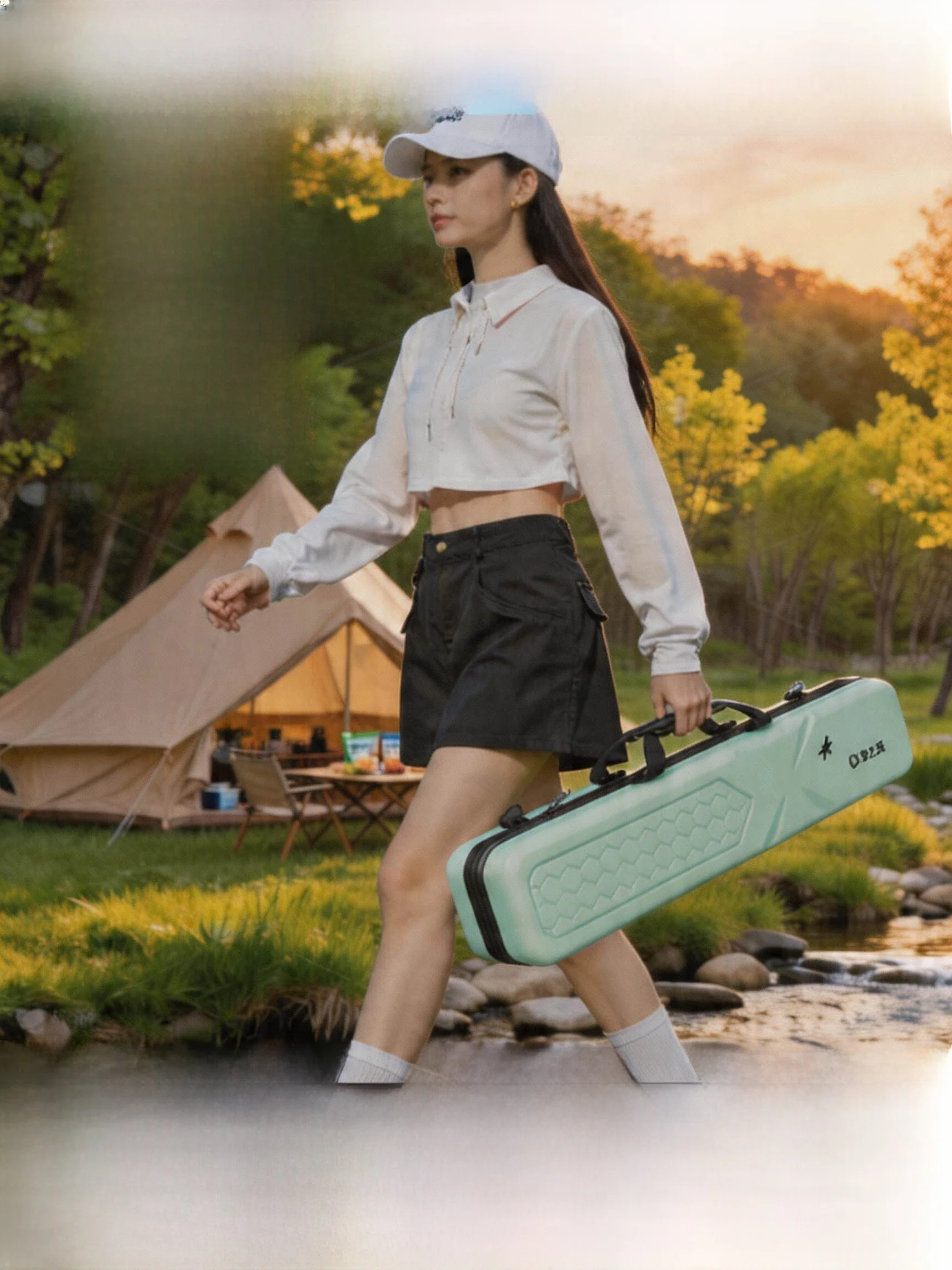 yuzhiyuan-ショートハードシェル釣り竿バッグ-ストリームフィッシング小物用ロッドバッグ-軽量釣り道具収納バッグ