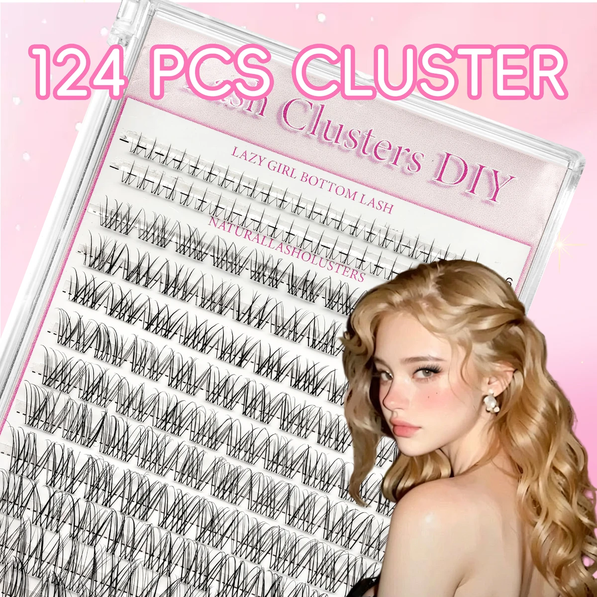 124 Cluster Clear Band Lash Clusters Lower eyelash and upper eyelash combination set Natural Look Individual False Eyelashes