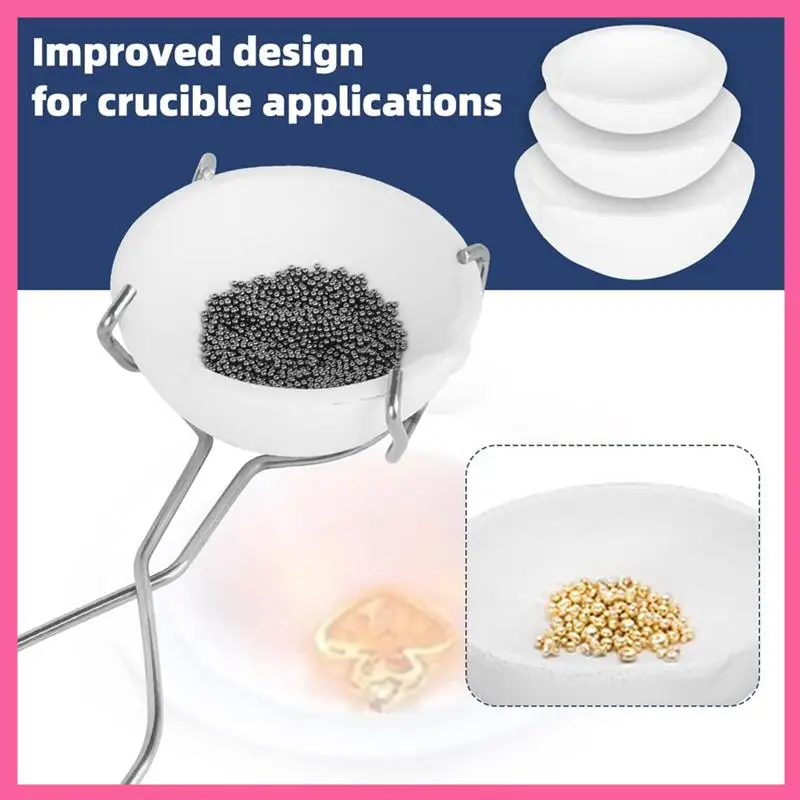5 Pieces Small Melting  Crucible Bowl Dish Cup Set Parts Kit Include Honeycomb Soldering Board With Whip Tongs Handle