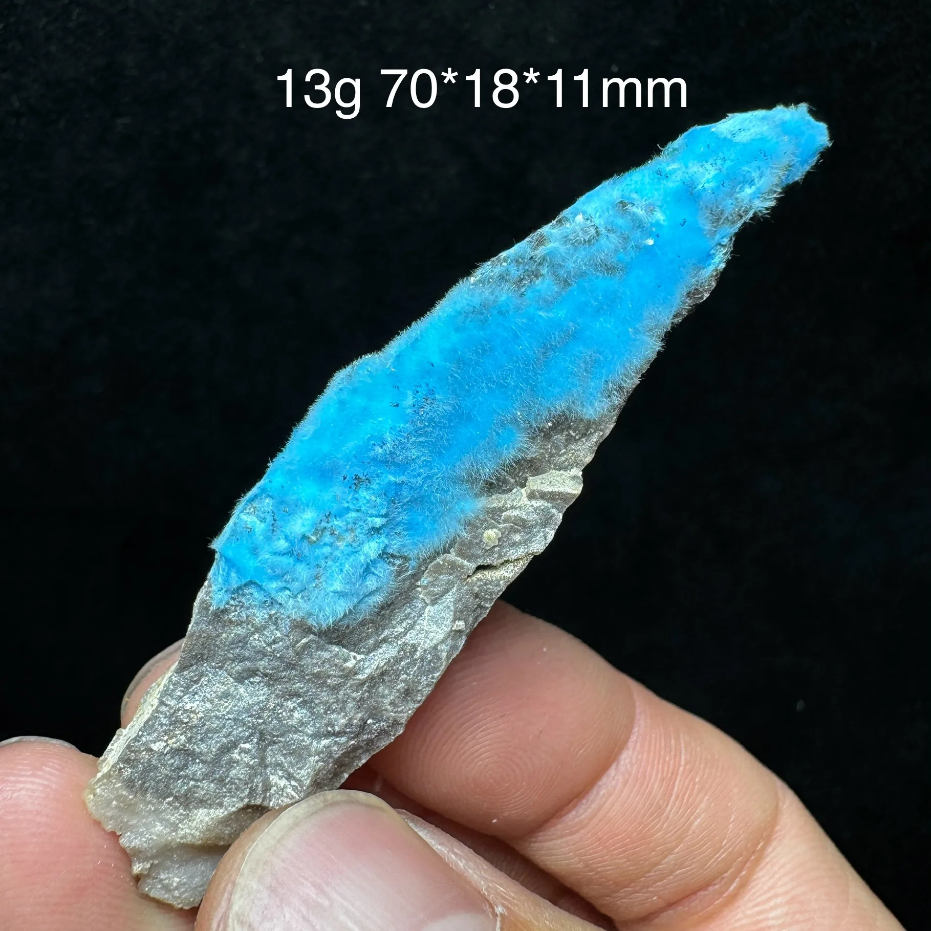 Natural Raw Fluffy Cyanotrichite Velvety Blue Radial Needles Mineral Specimen Quartz Healing Stone Home Decor