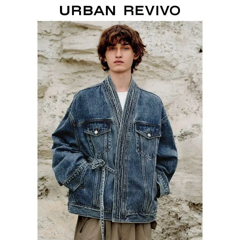 

2025 men's spring new, asymmetrical design super loose denim jacket
