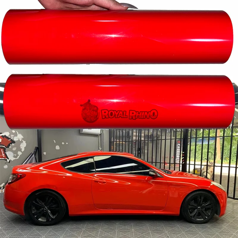 

30/50cm Gloss Vinyl Wrap Glossy Crystal Bright Red For Ferrari Car Wrap Foil Self Adhesive Film Wrapping with Air Release