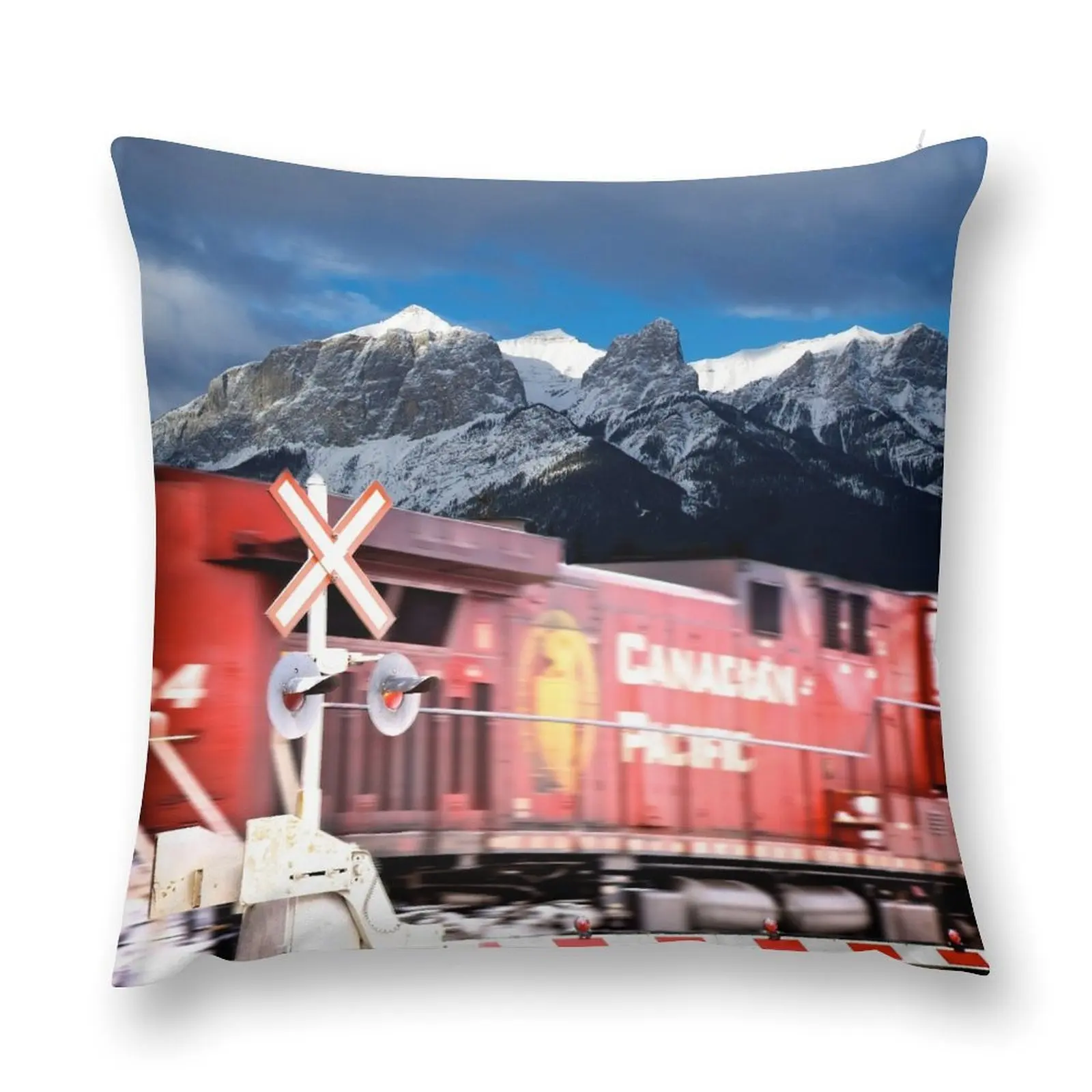 Canadian Pacific Trail Slices Through the Rockies Throw Pillow Couch Cushions Cusions Cover Sofa Cushions pillow