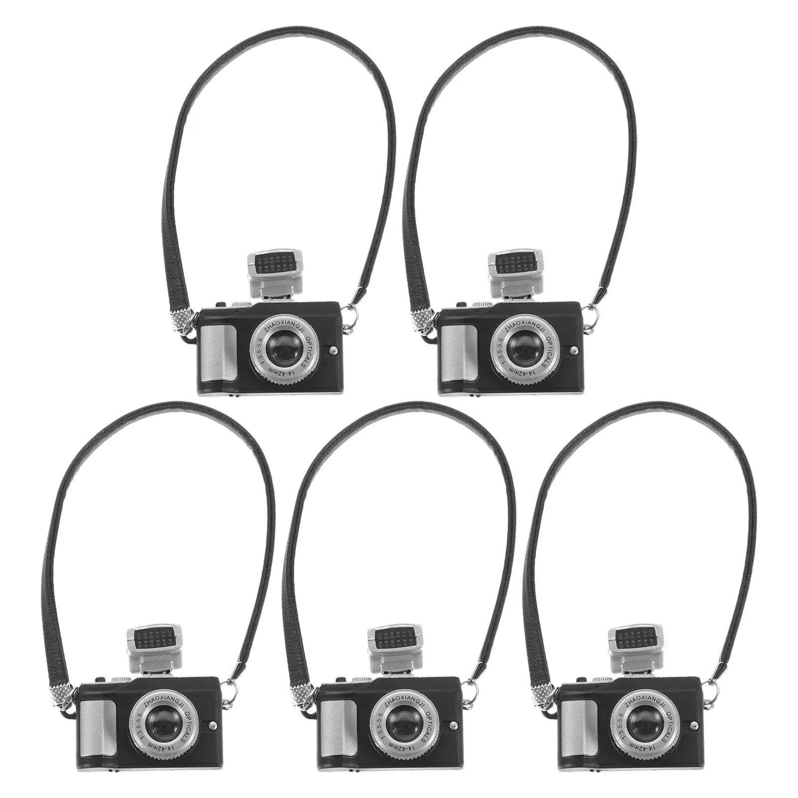 5Pcs Miniature Camera Decor Vintage Style Creative Photography Prop Detachable Strap Dollhouse Accessory Home Decoration