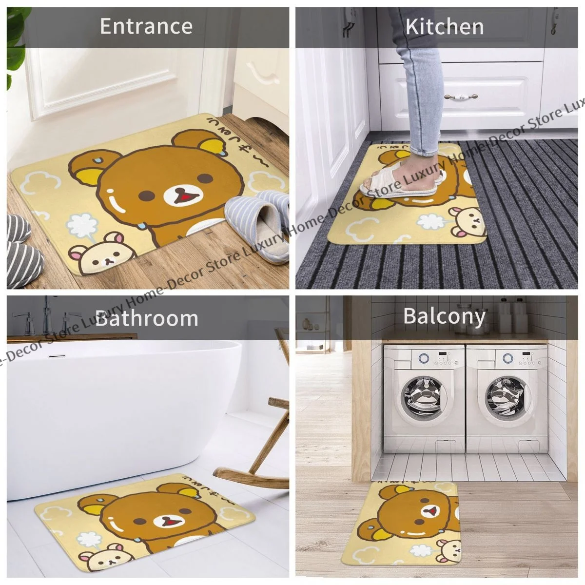 Rilakkuma Bear Non-slip Doormat Hot Bath Kitchen Mat Outdoor Carpet Home Modern Decor