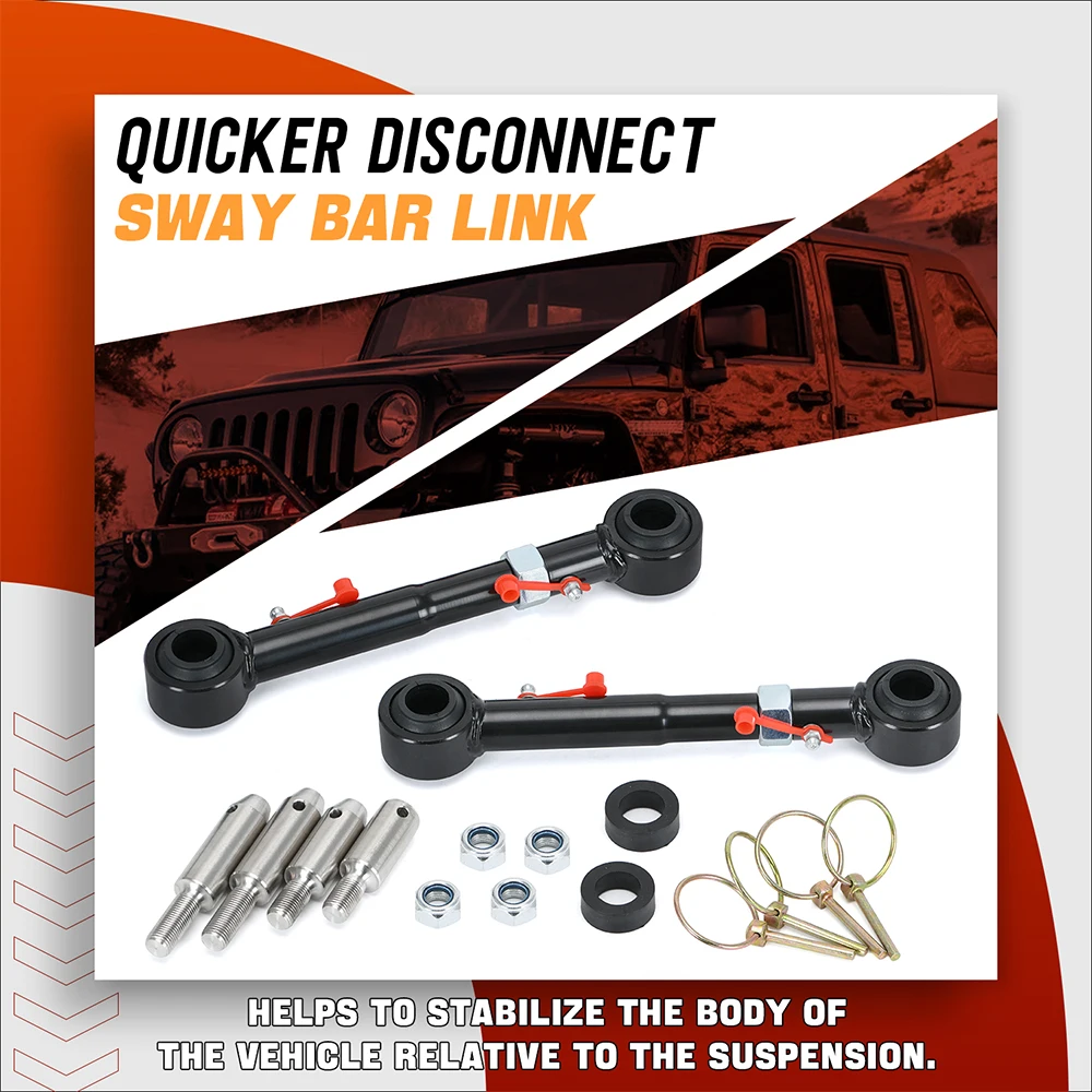 Adjustable Front Sway Bar Links Disconnect For Jeep Wrangler JK JKS 2007-2018 with 2.5