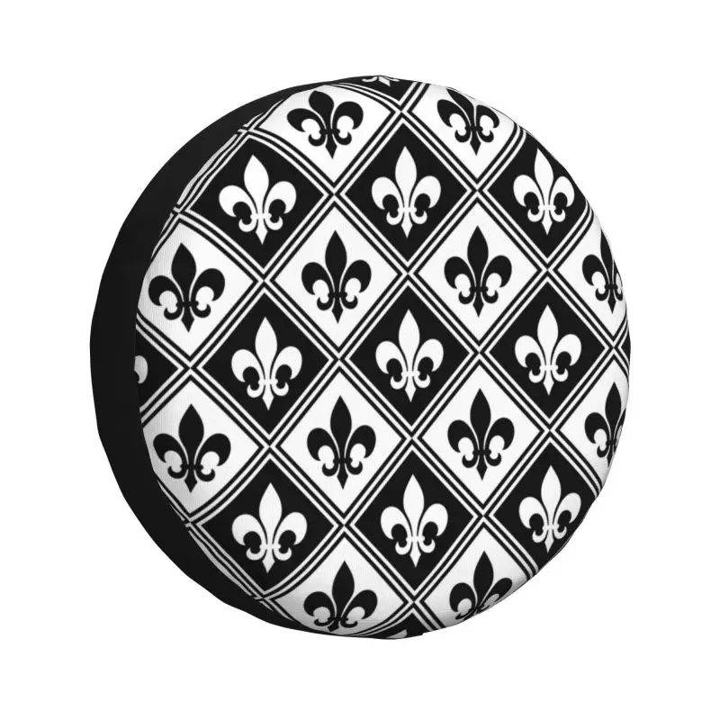 Fleur De Lis Diamond Pattern Spare Tire Cover for Mitsubishi Pajero SUV RV Trailer Car Wheel Protectors Accessories