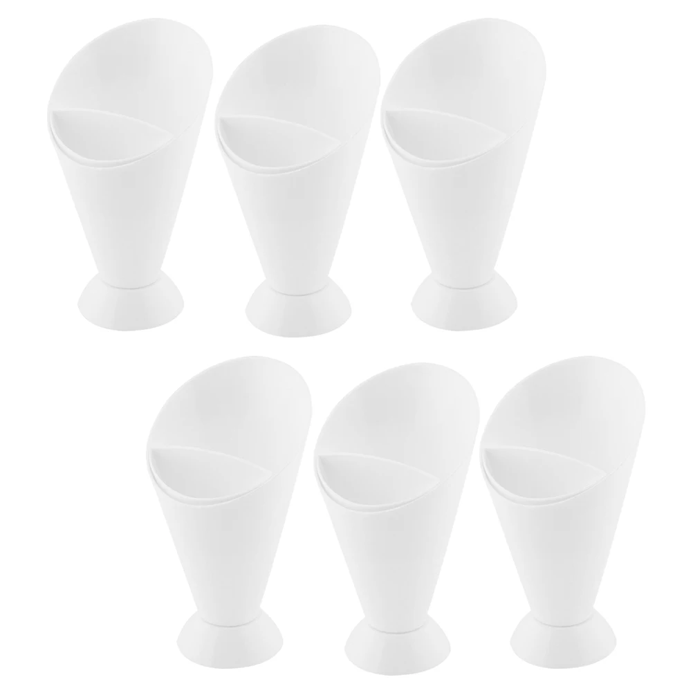 

6 Pcs Modern Salad Cup Plastic French Fries Dipping White Fry and Ketchup Holder
