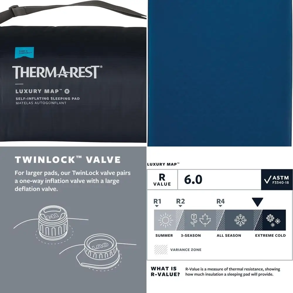 Colchoneta de Camping Autoinflable de Espuma LuxuryMap, Extra Grande - 30 x 77 Pulgadas