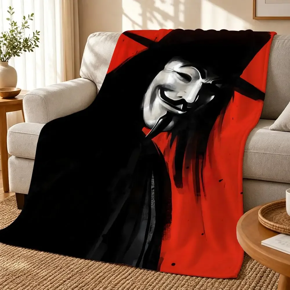 Classic Thriller movie V for Vendetta Throw 240g flannel blanket, suitable for sofas, beds, offices, exquisite gift blankets