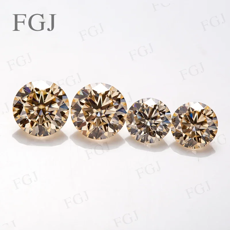 

Top Moissanite Gemstone 3-11mm Brilliant Cut Round With GRA VVS1 Champagne Diamonds For Women Jewelry Making Wholesale Price