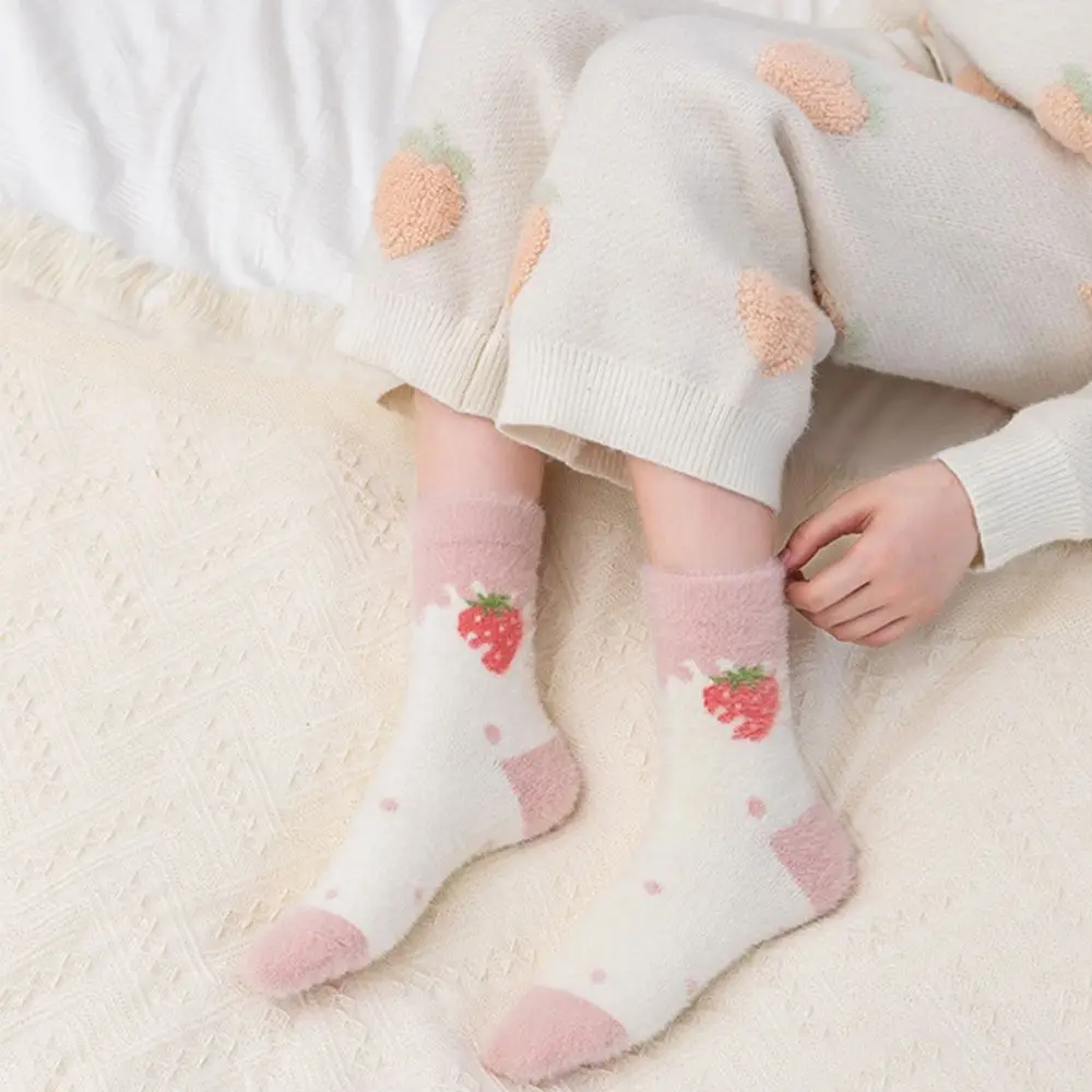 

Sweet Warm Stripe Wool English Alphabet Women Short Socks Cotton Socks Japanese Style Socks Hosiery