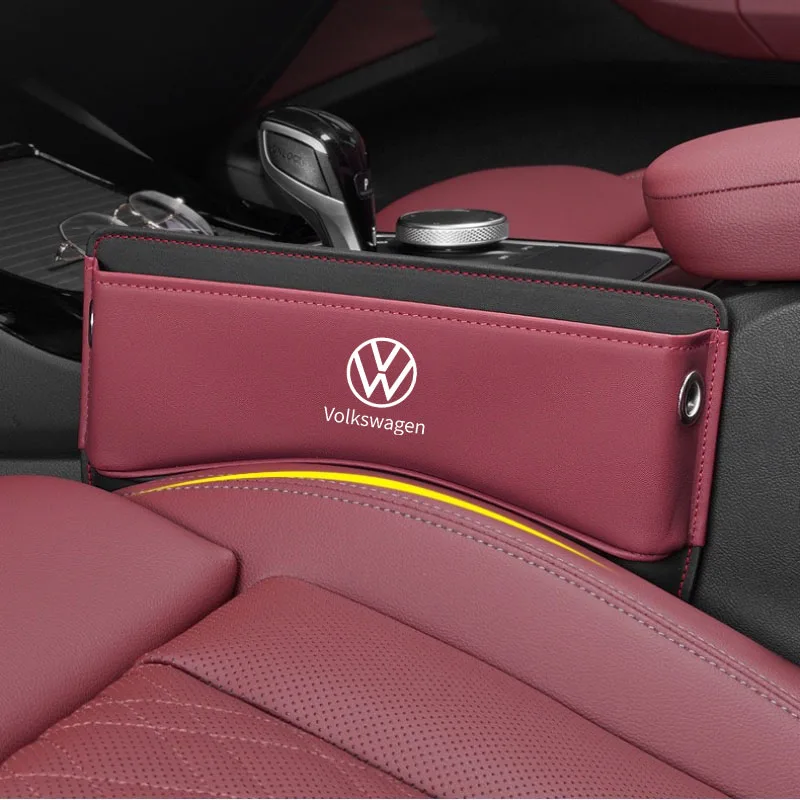 Leather Car Seat Gap Organizer Crevice Side Storage Box For VW Golf 6 Passat Polo Touran Tiguan MK4 Car Storage Box Accessories