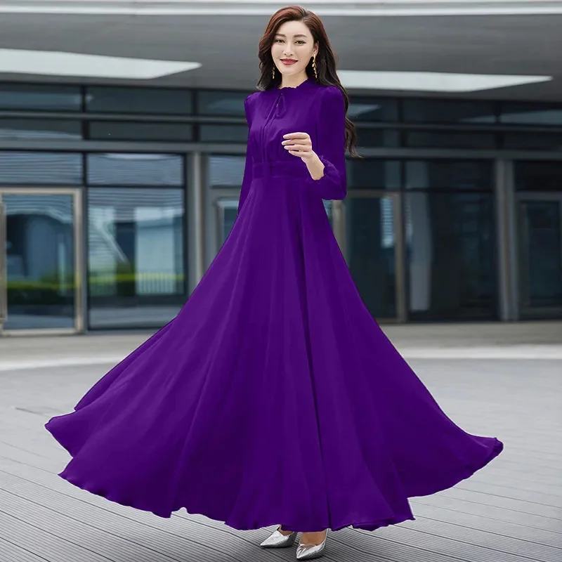 Vrouwen Jurk 2026 Nieuwe Bohemian Strand Lange Chiffon Jurken Elegante Dames Lange Mouwen 4XL Zonnejurk Slanke Vrouwen Strand Vestidos