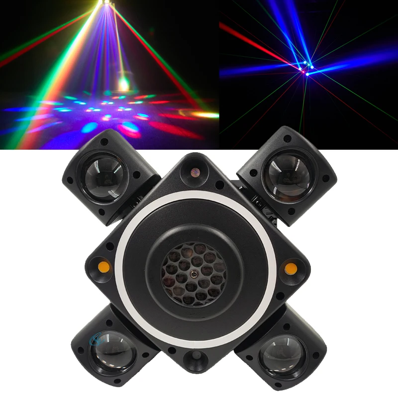 LED RGBW Stage Light 4x12W Beam Moving Head Lights Red&Green Laser White Strobe DMX DJ Disco Bar Party Lamp