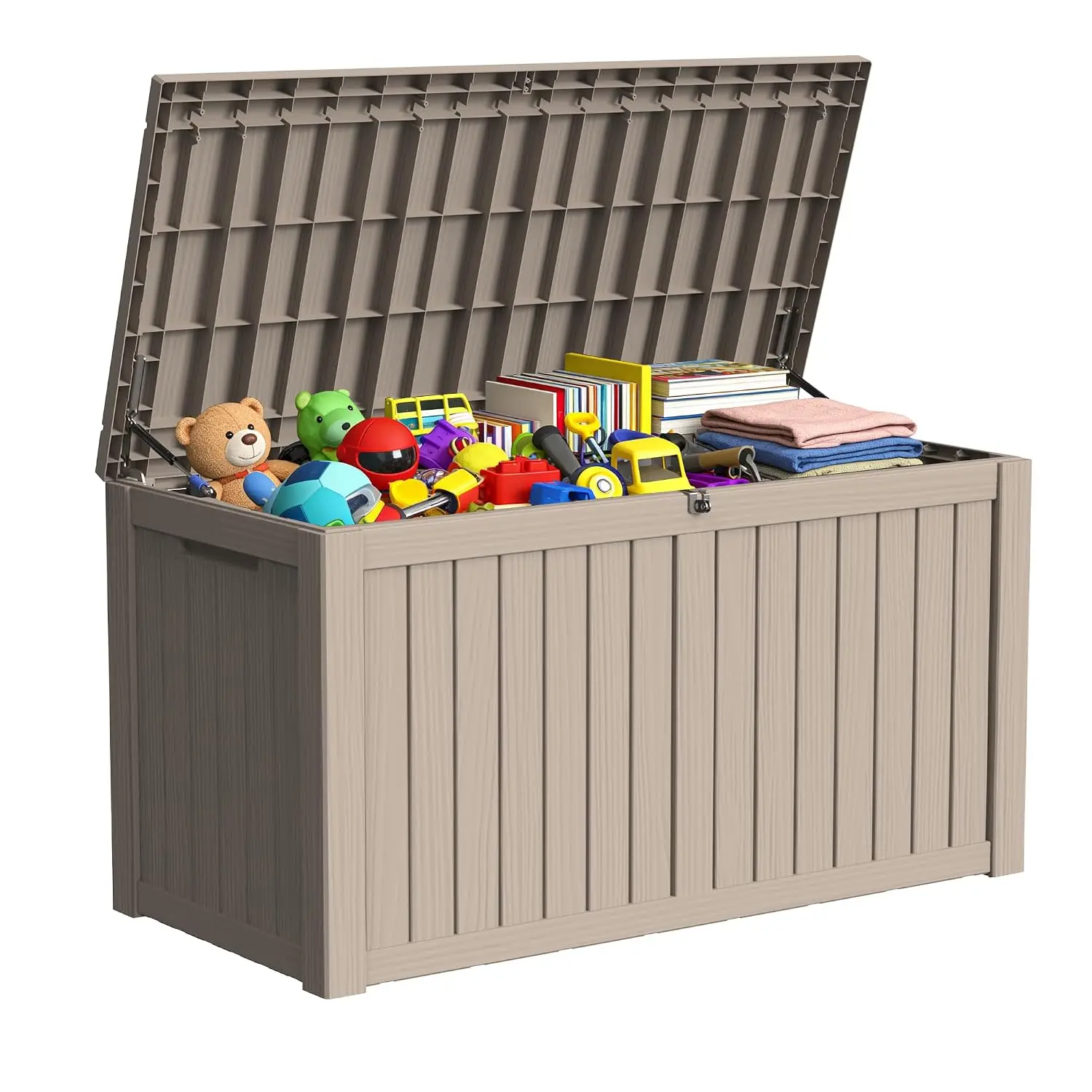 180 Gallon Outdoor Storage Box Resin Deck Box All Weather Waterproof Large Lockable Storage Container Deck Box for Patio Furnitu