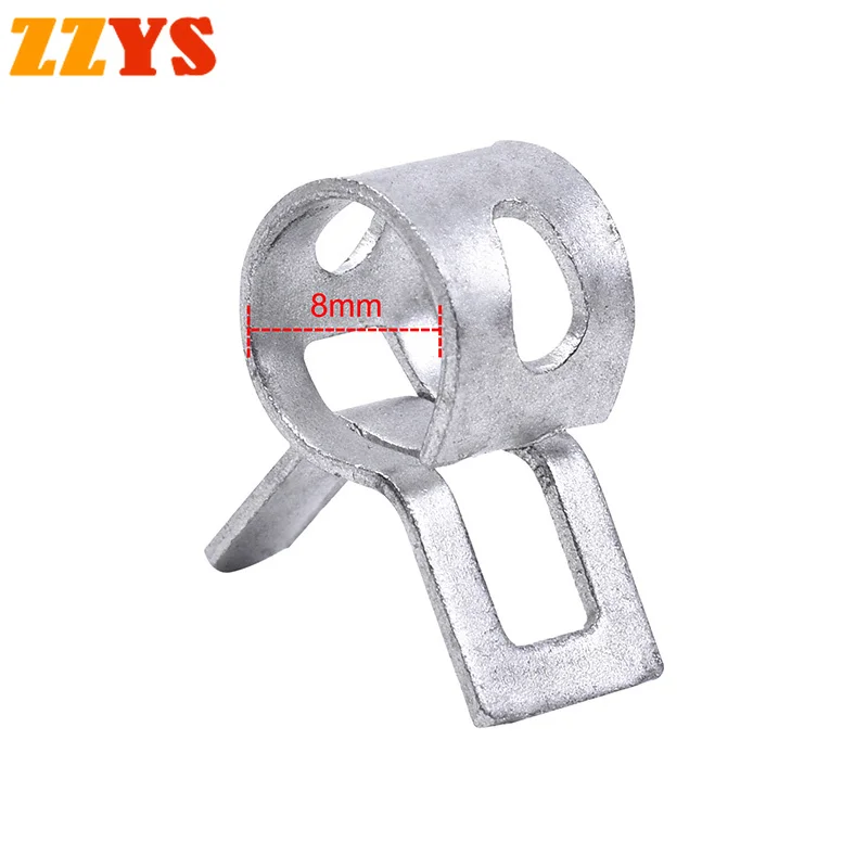 8mm Universal Motorcycle Accessories Optional Clamp Fuel Hose Clips Silicone Pipe Clamp Reusable Sliver Exhausts Clamps