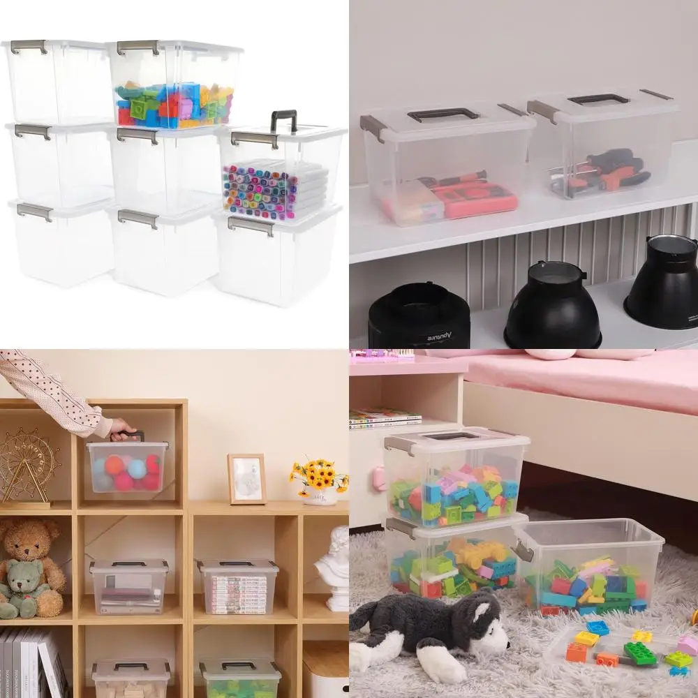 

Stackable Clear Plastic Storage Bins, 6 QT, 8-Pack with Lids and Handles for Organizing Snacks, Crafts, and More