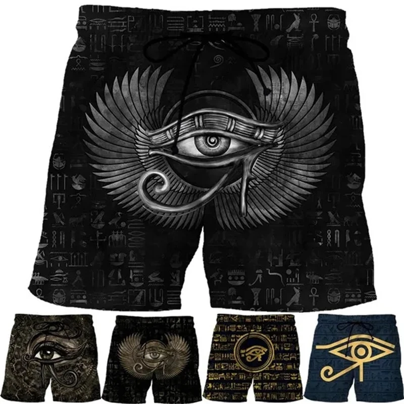 Eye of Horus 3d Print Shorts Summer Men\'s Fashion Street Egyptian Gods Casual Beach Shorts Swim Skateboard Sports Short Pants