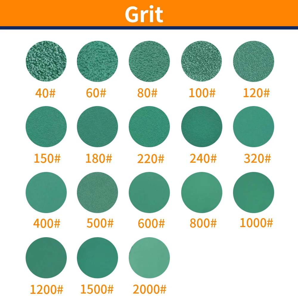 50PCS 6 Inch Sanding Discs 150mm Hook & Loop Green Film Discs for Random Orbital Sander,Round Sandpaper for Wood, Car, Metal