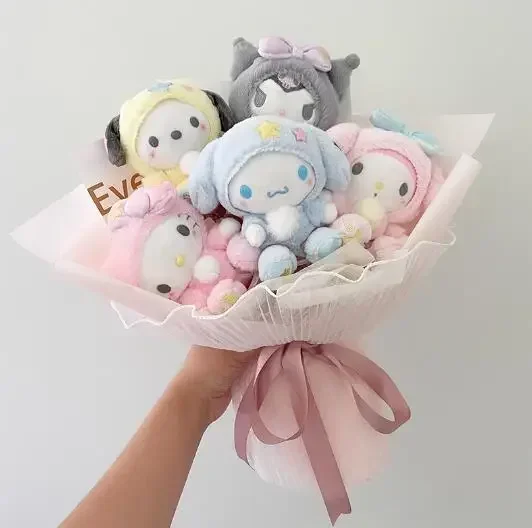 

Christmas Gifts Sanrio Plush Cartoon Bouquet My Melody Kuromi Cinnamoroll Kt Cat Plush Doll Toy Valentine Graduation Gifts