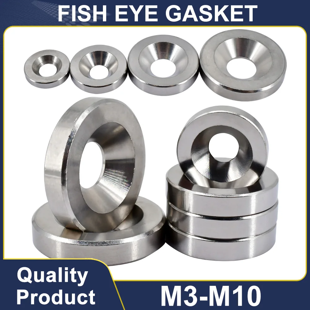 304 Stainless Steel Solid Fish Eye Gasket M3 M4 M5 M6 M8 M10 Concave-Convex Counterbore Gasket Car Screws Accessories 3mm-6mm