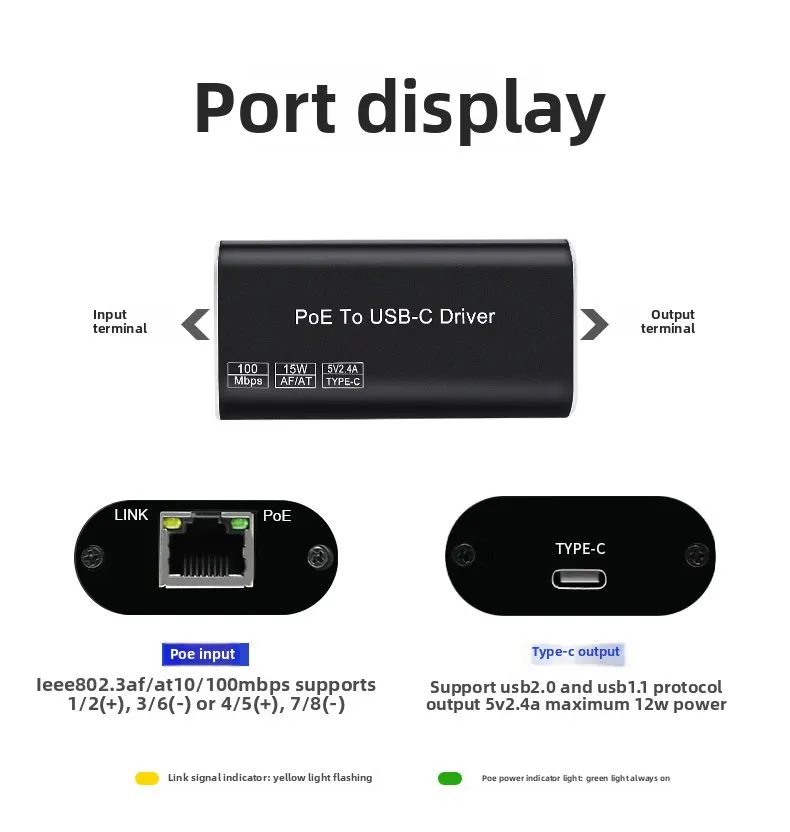 Type C USB 2.0 Ethernet Adapter 100Mbps Wired Network Card Gigabit LAN Card Hub for Laptop/Desktop RJ45 Network Adapter
