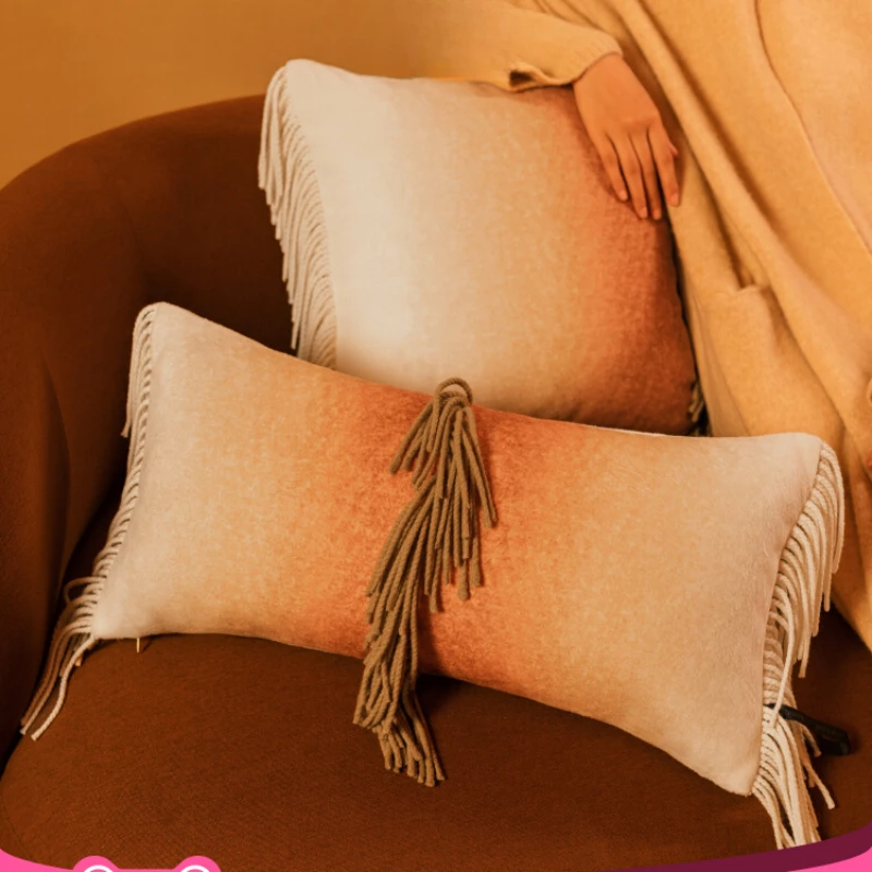 

luxury wool pillow gradient niche autumn and winter woolen living room sofa waist